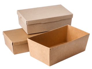 Stacked cardboard boxes for storage solutions.