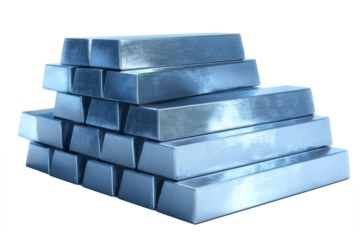 stack of titanium billets with bluish metallic sheen