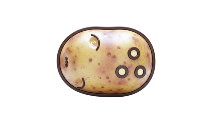 Potato with circular buttons and curved features