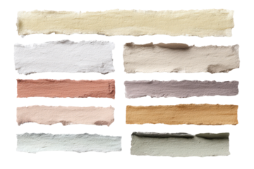 Torn pastel paper strips collection for design