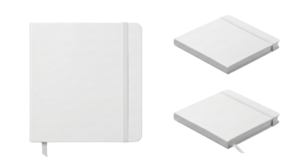 Blank White Notebooks, Front View and Isometric Angles, Mockup