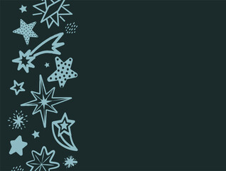Whimsical Starry Sky Vector Illustration with Doodles