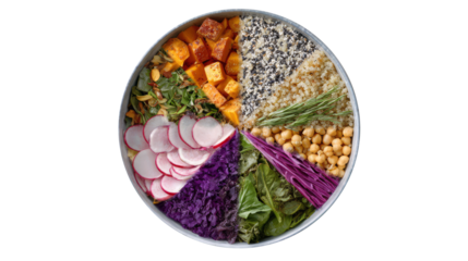 Colorful Vegan Buddha Bowl with Vegetables and Grains