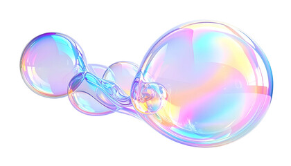 Iridescent connected spheres float against a black background