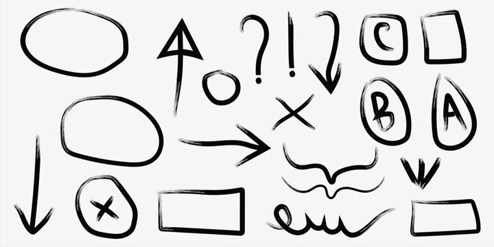 Hand drawn infographic elements for process flow, diagram, and brainstorming visuals