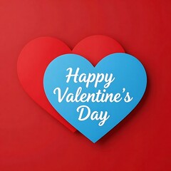 Happy Valentine&rsquo;s Day Blue and Red Heart Typography Design
