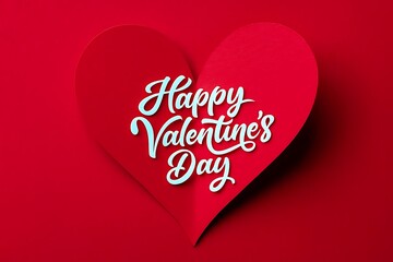 Happy Valentine&rsquo;s Day Greeting with Red Paper Heart