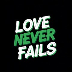 Love Never Fails Inspirational Quote Graphic Design