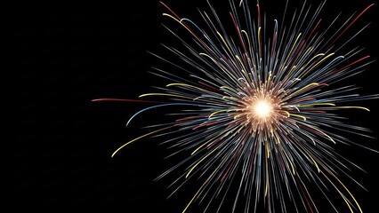 Fototapeta premium Radiant burst of light on black background, showcasing a celebration of color and illumination