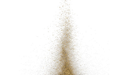 Golden glitter particles exploding upwards on black background dust explosion