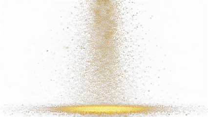 Golden glitter particles falling and accumulating on black background sparkle dust 1