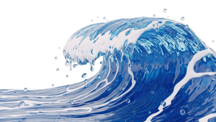 Crashing Blue Ocean Wave with White Foam and Droplets