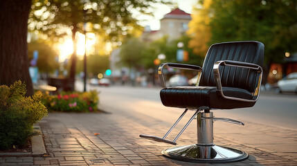 Empty salon chair waiting for a client
