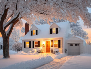 house in deep snow