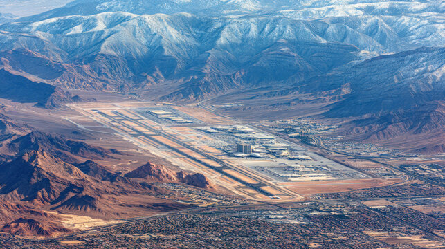 Nellis Air Force Base in Nevada desert aerial view