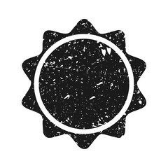 Post stamp, label or badge. Grunge imprint and postmark. Brown vintage circle postcard watermark. Used envelope design element. Vector illustration