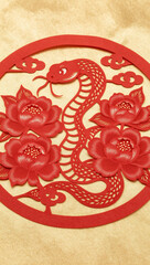 Intricate Red Paper Cutting Art of 2026 Zodiac Snake