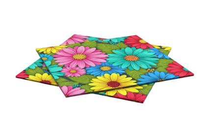 Stack of Colorful Floral Napkins