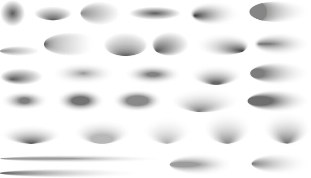 Set of realistic soft shadow overlays in various shapes and intensities. Perfect for product mockups, presentations, UI design, posters, and minimal graphic compositions.