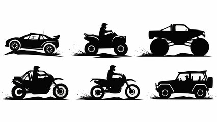 Offroad Vehicle Silhouettes Collection. © Ale