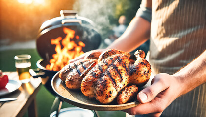 Sizzling Grilled Chicken Fresh Off the Barbecue