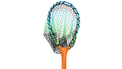 Fishing Net with Orange Handle and Gradient Mesh