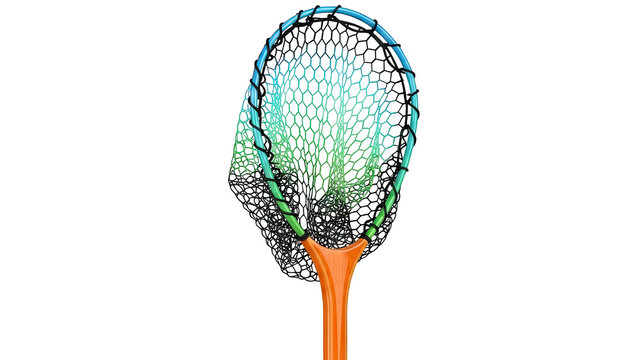 Fishing Net with Orange Handle and Gradient Mesh