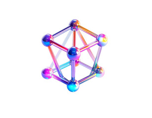 Colorful, glowing geometric 3D structure on a solid black background