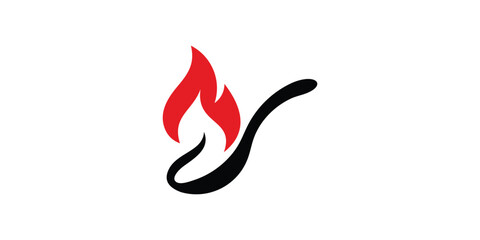 Obraz premium Dual meaning logo combining soup and fire elements, symbolizing hot meals, warmth, cooking energy, and quality culinary experience with a modern design.