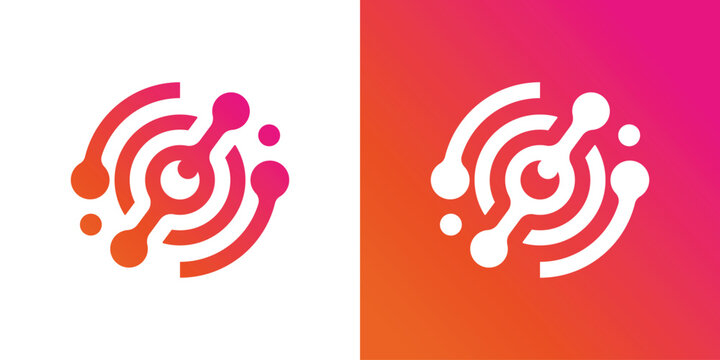 Dual meaning logo combining an eye and technology elements, symbolizing vision, monitoring, intelligence, and advanced digital insight with a modern identity.