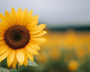 Obraz premium Vibrant sunflower bloom field closeup photography nature outdoor macro details of petals and seeds