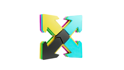 Multicolor Arrows Forming an X Shape