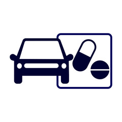 Drive Thru pharmacy on white background.