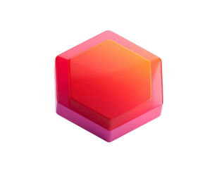 3D rendered hexagonal shapes with a gradient and glossy effects