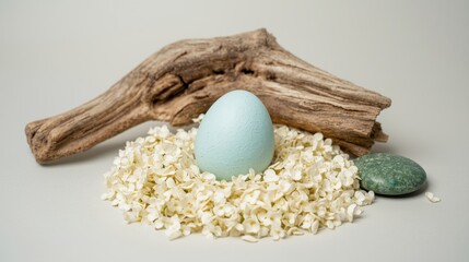Nestled egg amidst natural elements