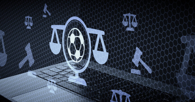 Derecho deportivo y legislaci&oacute;n del f&uacute;tbol con balanza de justicia