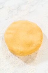 Round Disk of Cookie Dough on Floured Surface