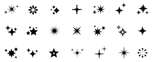 Fototapeta premium Sparkle Icons set. Twinkle stars collection. Shine star icons. Effect shine, glitter, twinkling and clean. Star shine sparkle icon.