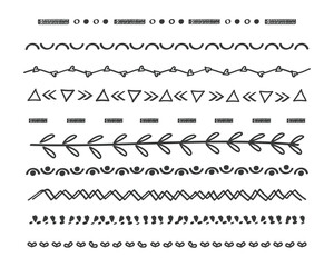 Fototapeta premium Collection of hand drawn doodle borders, various rustic scribble dividers for creative design projects