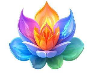 Colorful, glowing lotus flower with layered petals