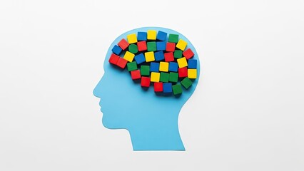 Colorful Brain Puzzle - Cognitive Development and Mental Health.