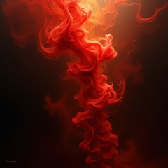 Vibrant red smoke cloud