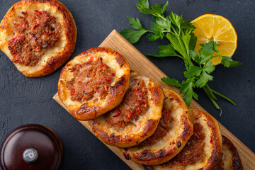 Small lahmacun, delicious  Turkish food 