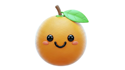 Happy Orange Character with Leaf