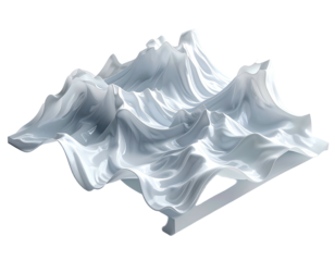 3D rendered, abstract, flowing, silver, topographic terrain