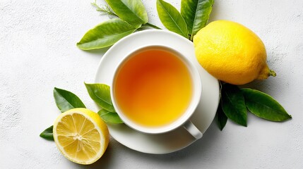 A cup of tea with some lemon .