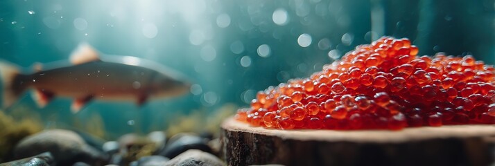 Red caviar on the board