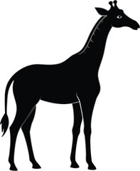 Obraz premium Giraffe Silhouette Outline Vector Illustration Isolated on White Background with Copy Space