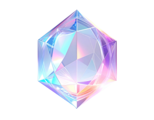 Geometric crystal prism with iridescent light refractions