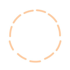 A simple, minimalist, dashed circle icon in a soft peachy orange hue on a white background, perfect for graphic design and web elements © Kagumi